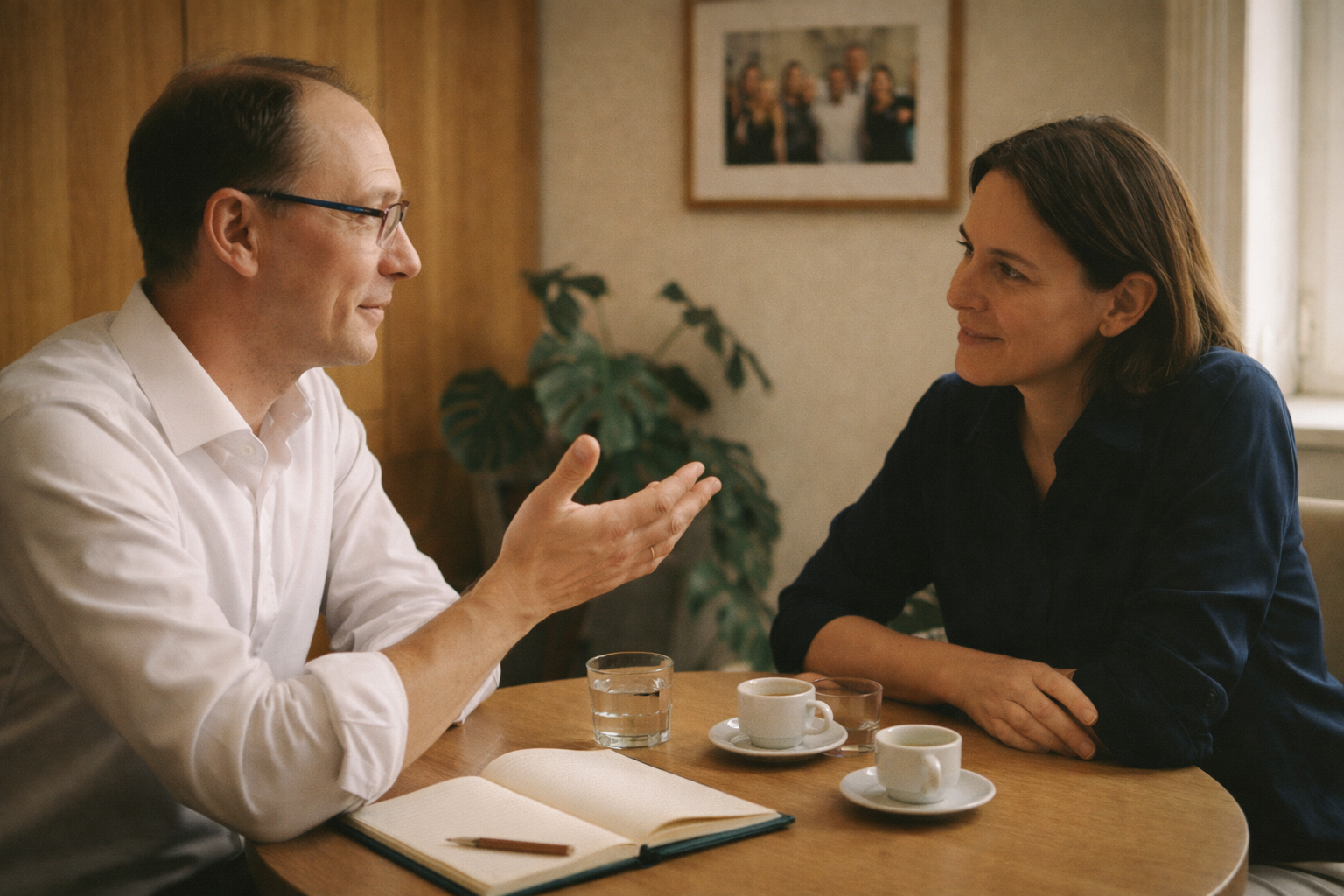 Gerald Pögl im Gespräch bei einem Ersttermin